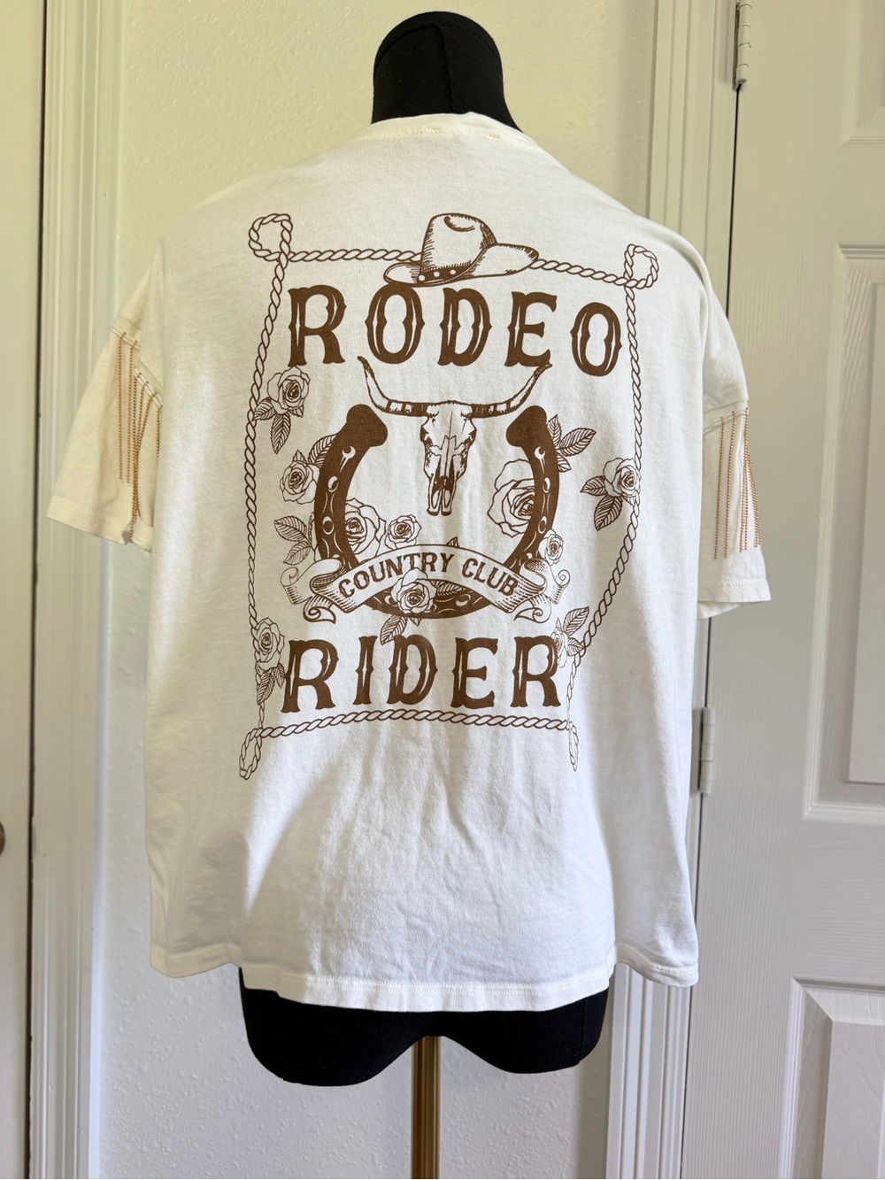 Western Rodeo Rider Fringe Tee Cowboy Core Coastal Cowgirl Ranchwear Graphic Top